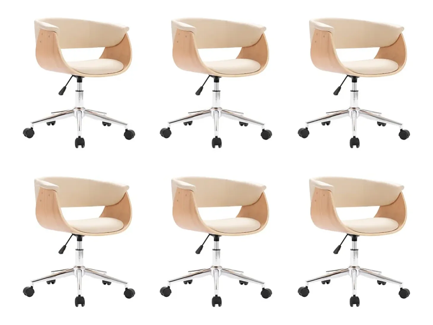 Sillas de comedor giratorias 6 unidades cuero sintético crema
