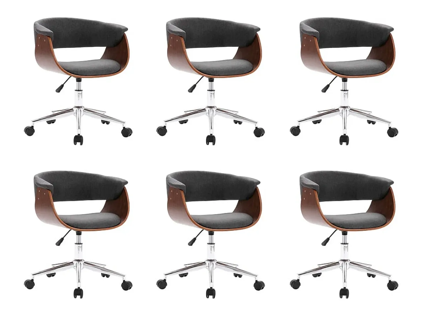 Sillas de comedor giratorias 6 unidades tela gris