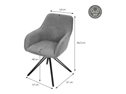 Sillas de comedor giratorio gris tela tejida asiento ergonómico y patas metal