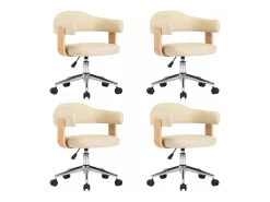 Sillas de comedor giratorias 4 unidades cuero sintético color crema