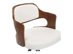 Sillas de comedor giratorias 6 uds madera curvada cuero blanco