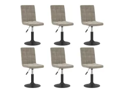 Sillas de comedor giratorias 6 unidades de terciopelo gris claro
