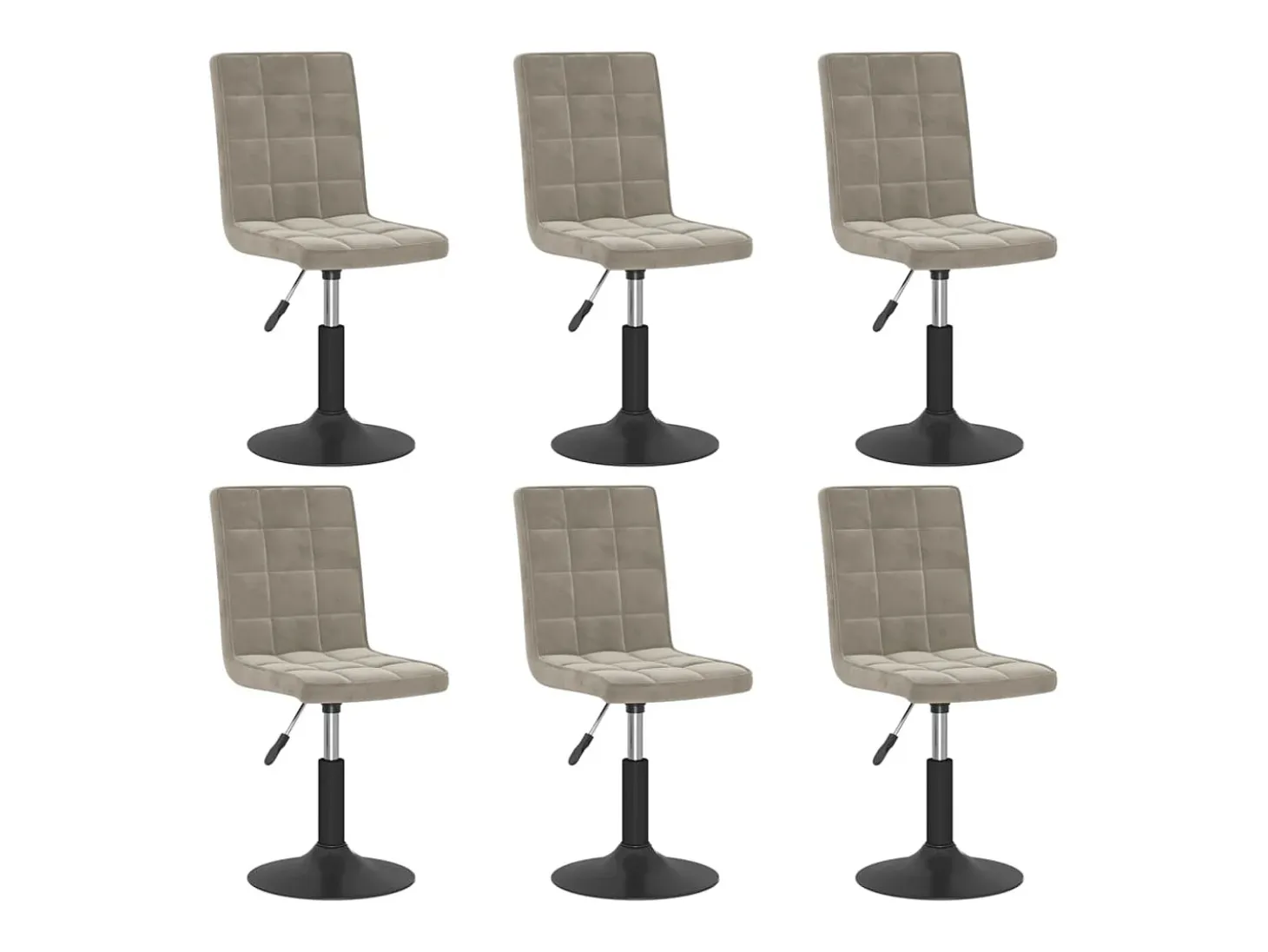 Sillas de comedor giratorias 6 unidades de terciopelo gris claro