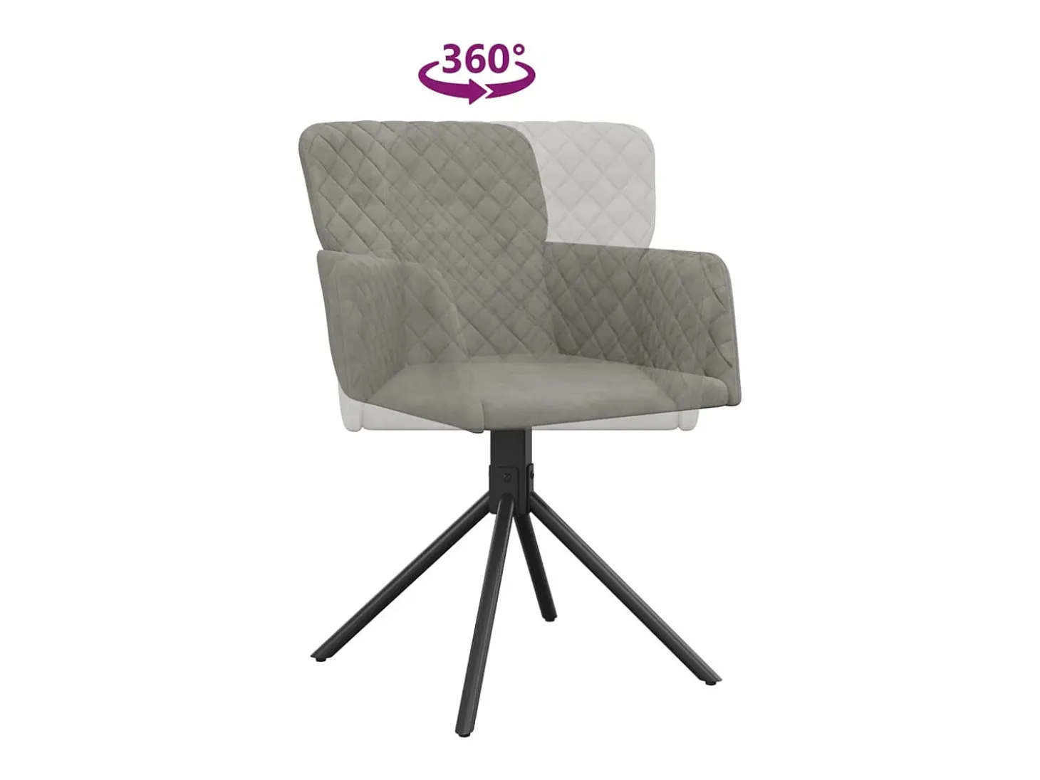 Sillas de comedor giratorias 2 unidades de terciopelo gris claro
