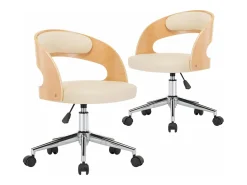 Sillas de comedor giratorias 2 unidades madera curvada cuero crema