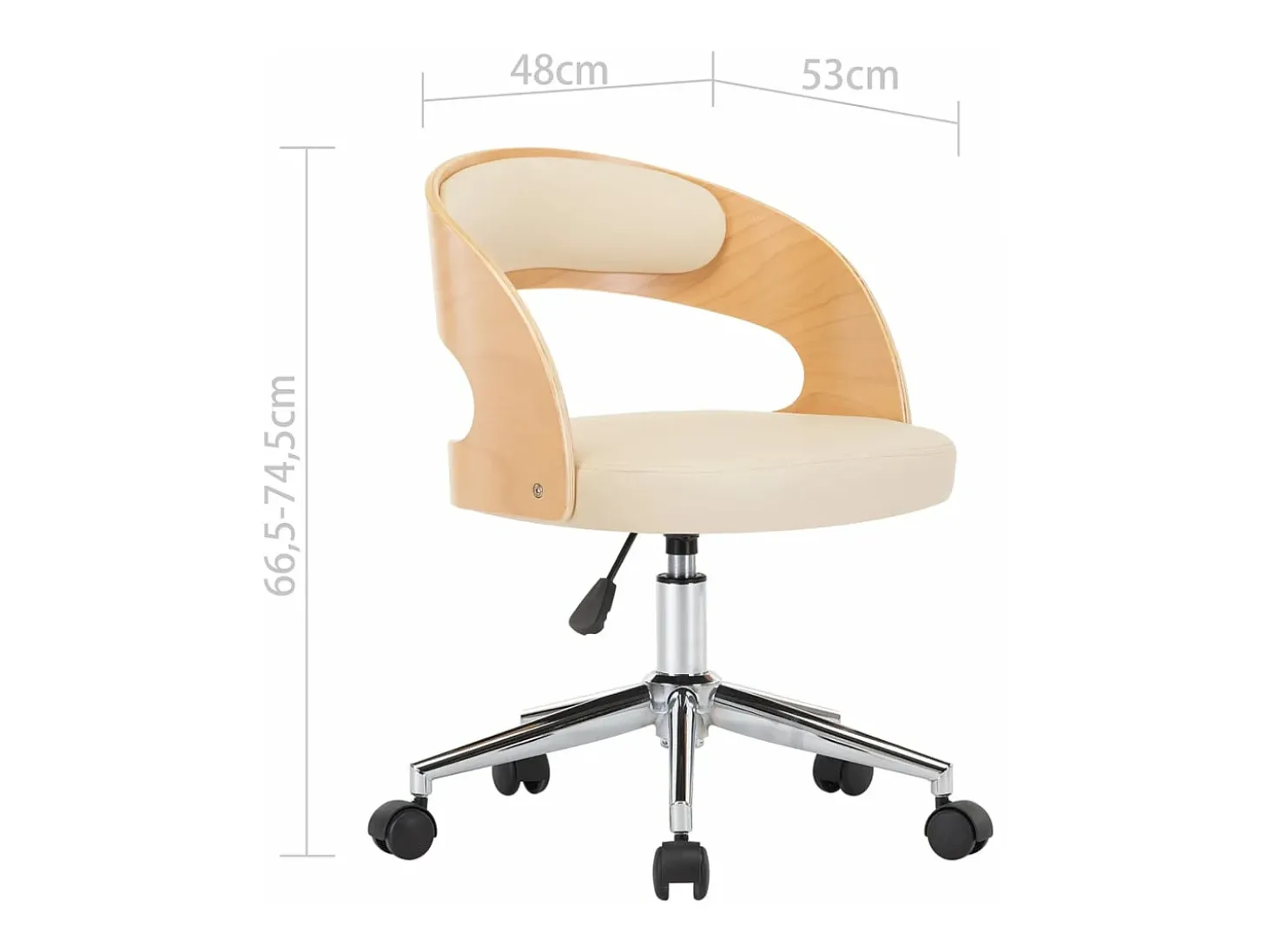 Sillas de comedor giratorias 2 unidades madera curvada cuero crema