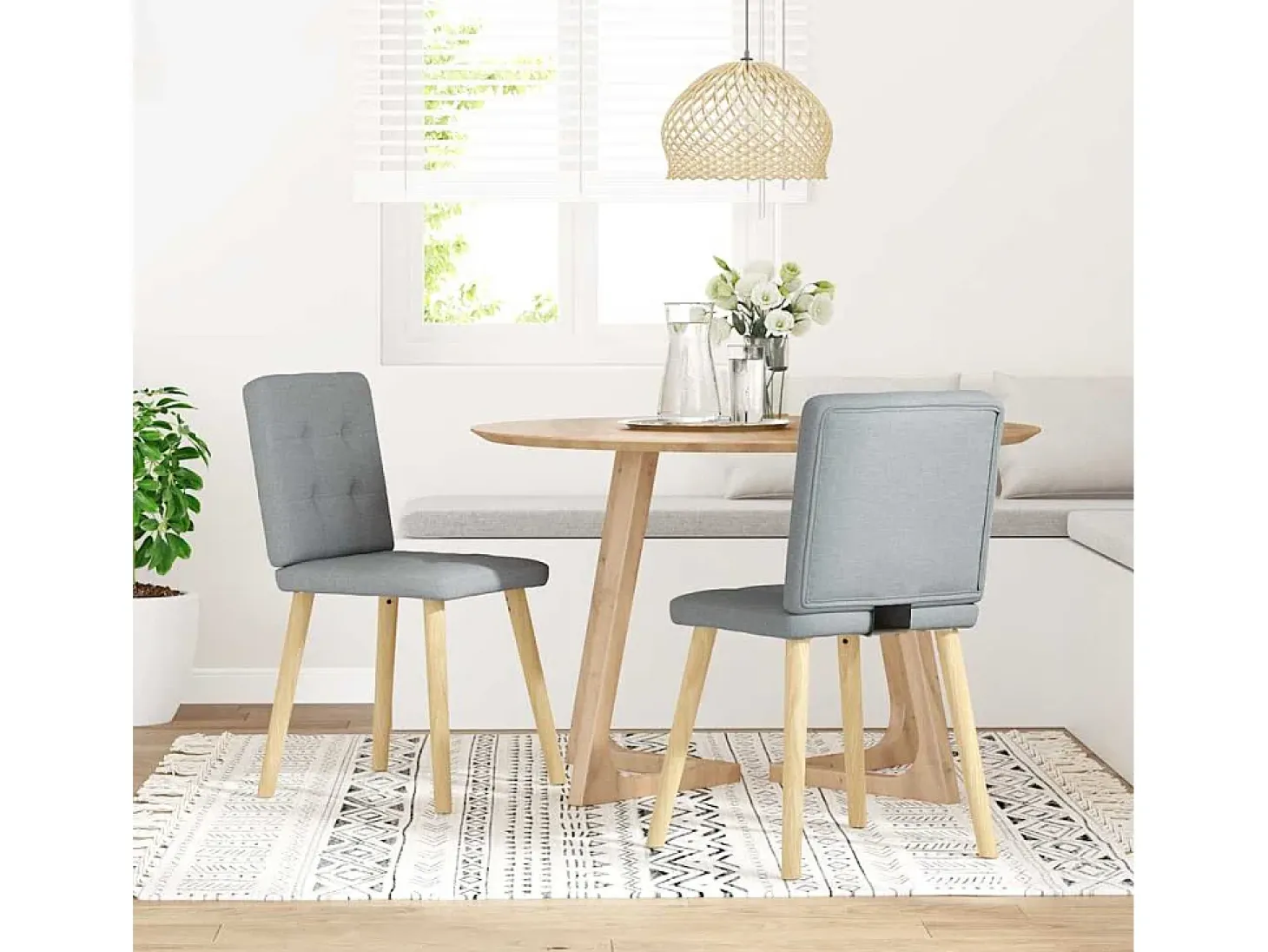 Sillas de comedor giratorias 2 unidades tela gris claro