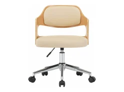 Sillas de comedor giratorias 4 unidades madera curvada cuero crema