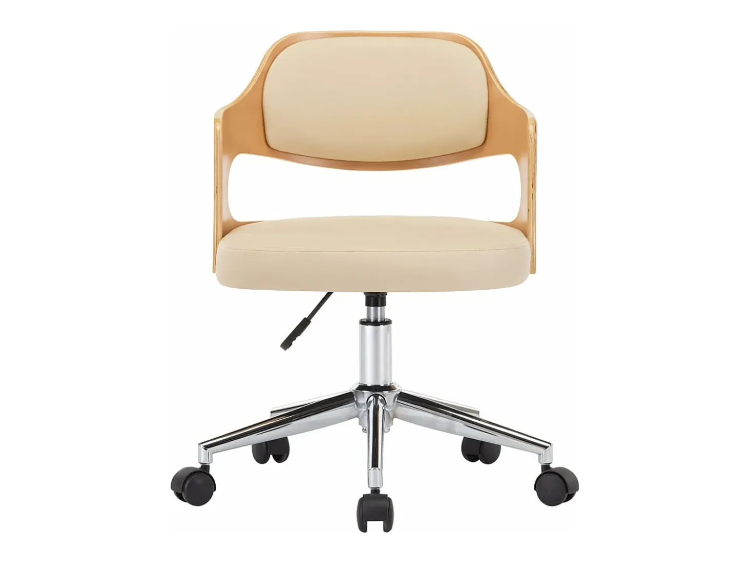 Sillas de comedor giratorias 4 unidades madera curvada cuero crema