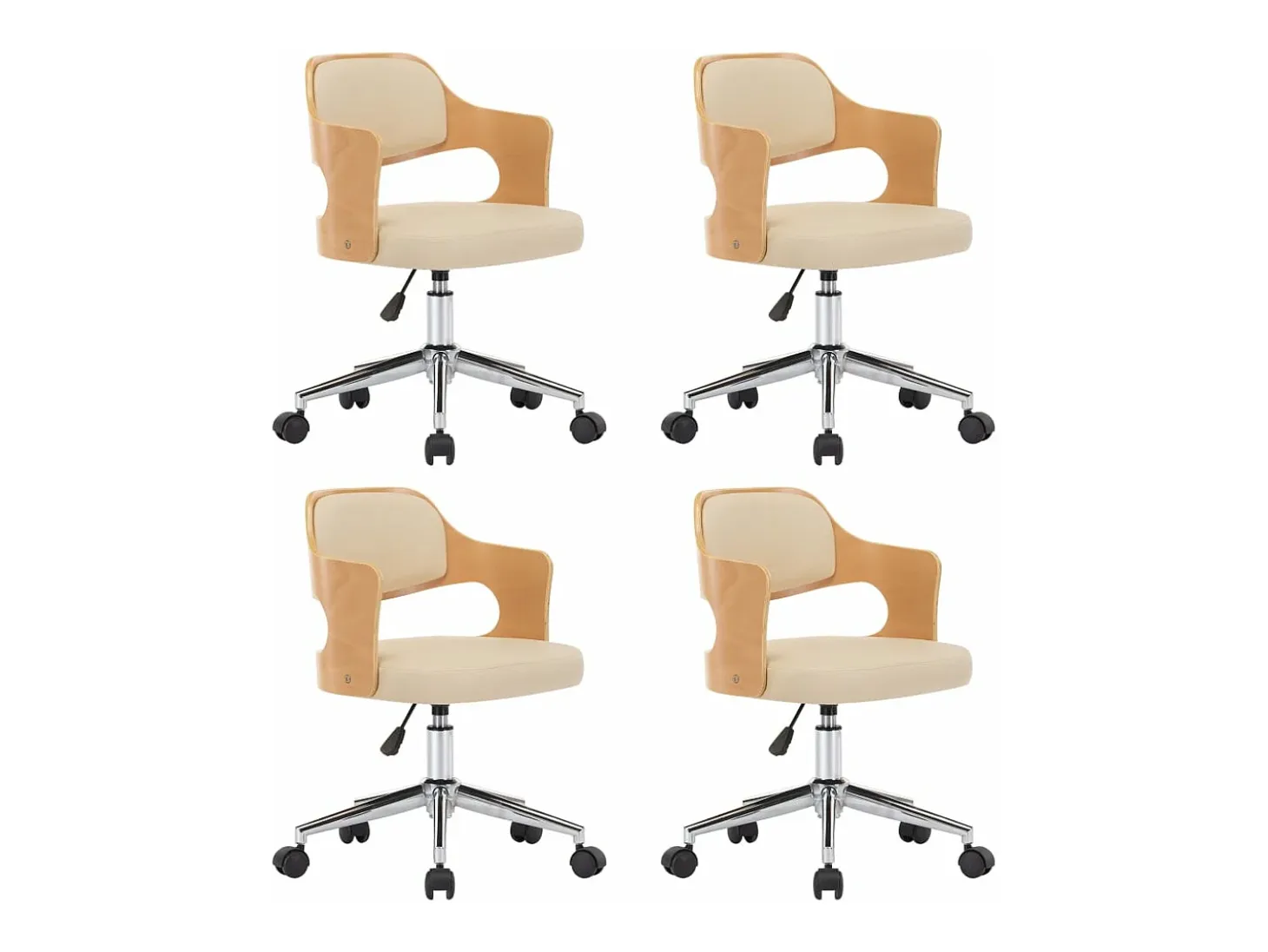 Sillas de comedor giratorias 4 unidades madera curvada cuero crema