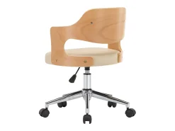 Sillas de comedor giratorias 4 unidades madera curvada cuero crema