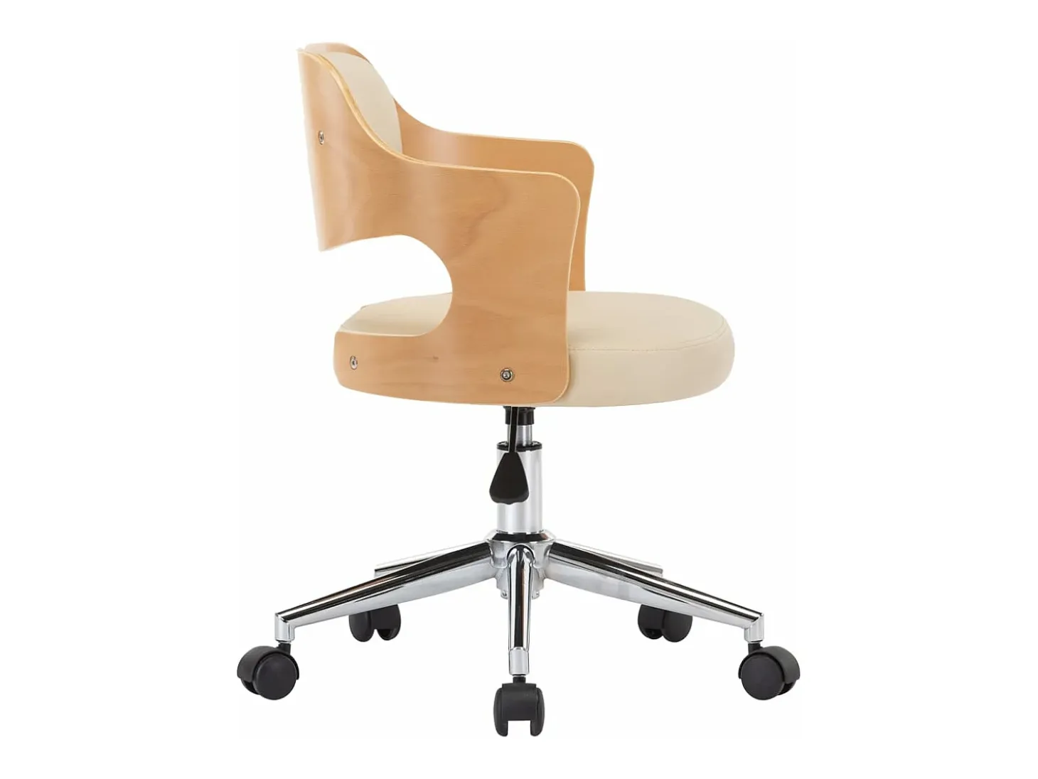 Sillas de comedor giratorias 4 unidades madera curvada cuero crema