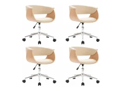 Sillas de comedor giratorias 4 unidades cuero sintético color crema