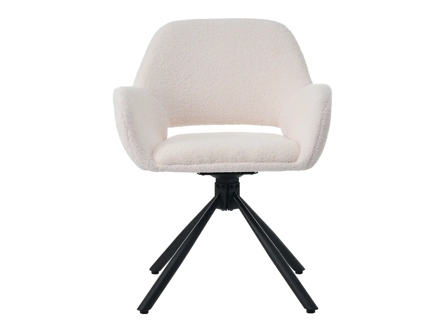 Sillas de comedor giratorias con reposabrazos, tela sherpa, 6 piezas, patas de metal, color blanco (68 x 65 x 51 cm)