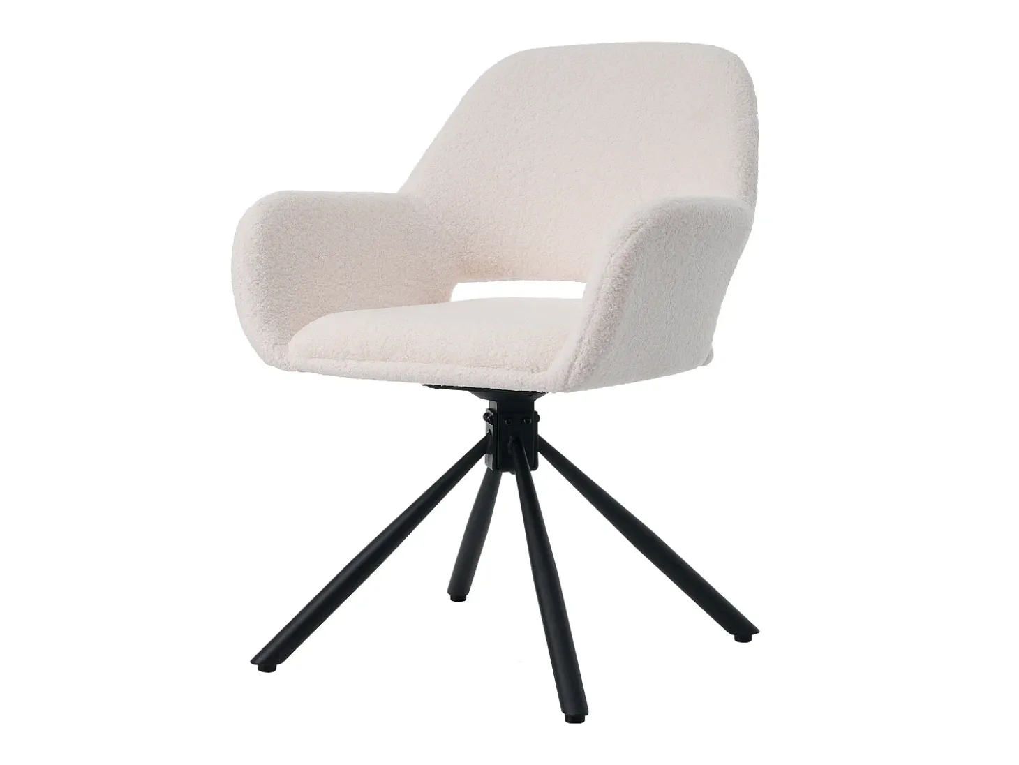 Sillas de comedor giratorias con reposabrazos, tela sherpa, 6 piezas, patas de metal, color blanco (68 x 65 x 51 cm)