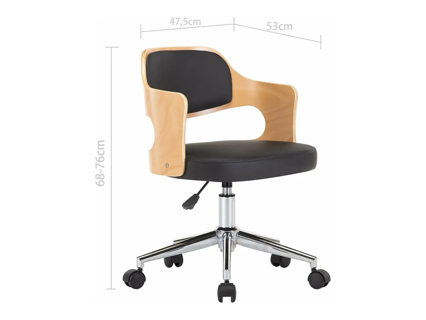 Sillas de comedor giratorias 6 unidades madera curvada y cuero negro