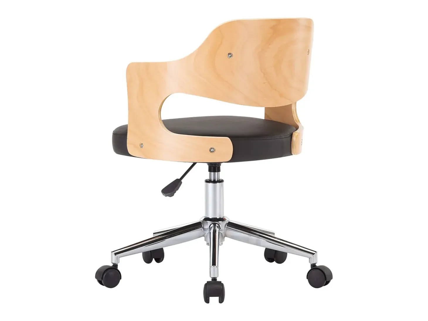 Sillas de comedor giratorias 6 unidades madera curvada y cuero negro