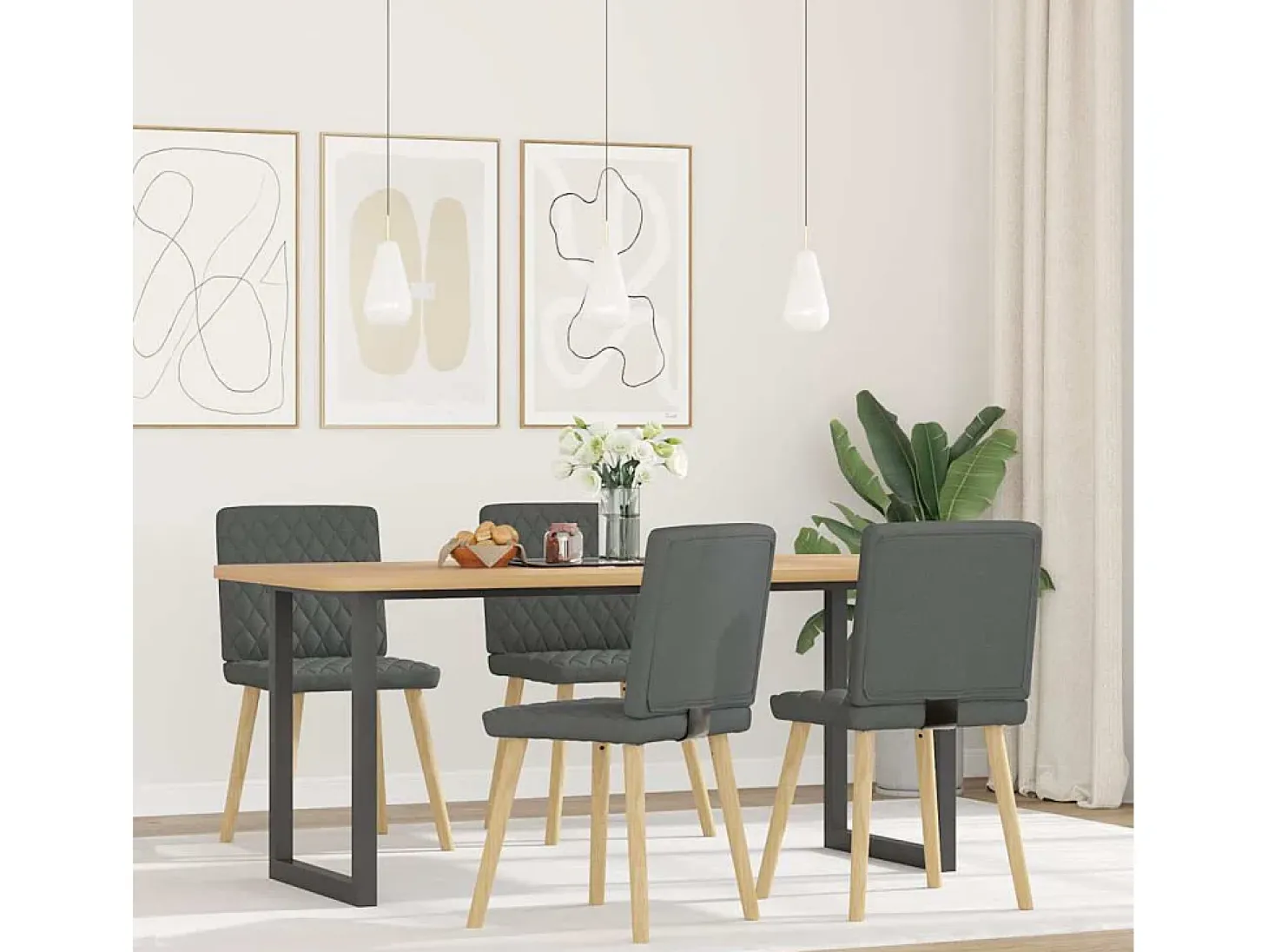 Sillas de comedor giratorias 4 unidades tela gris oscuro