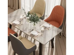 Sillas de comedor juego de 2 sillas de cocina cómodas sillones de mesa de comedor en cuero 52x49x90cm - Crema blanco