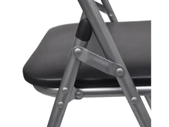 Sillas de comedor plegables 2 uds cuero sintético y acero negro