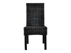 Sillas de comedor ratán Kubu y madera mango negro 2 unidades