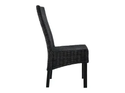 Sillas de comedor ratán Kubu y madera mango negro 2 unidades