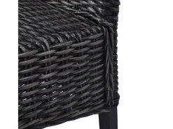 Sillas de comedor ratán Kubu y madera mango negro 2 unidades