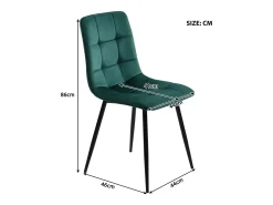 Sillas de comedor tapizadas en terciopelo verde oscuro con respaldo (juego de 4)