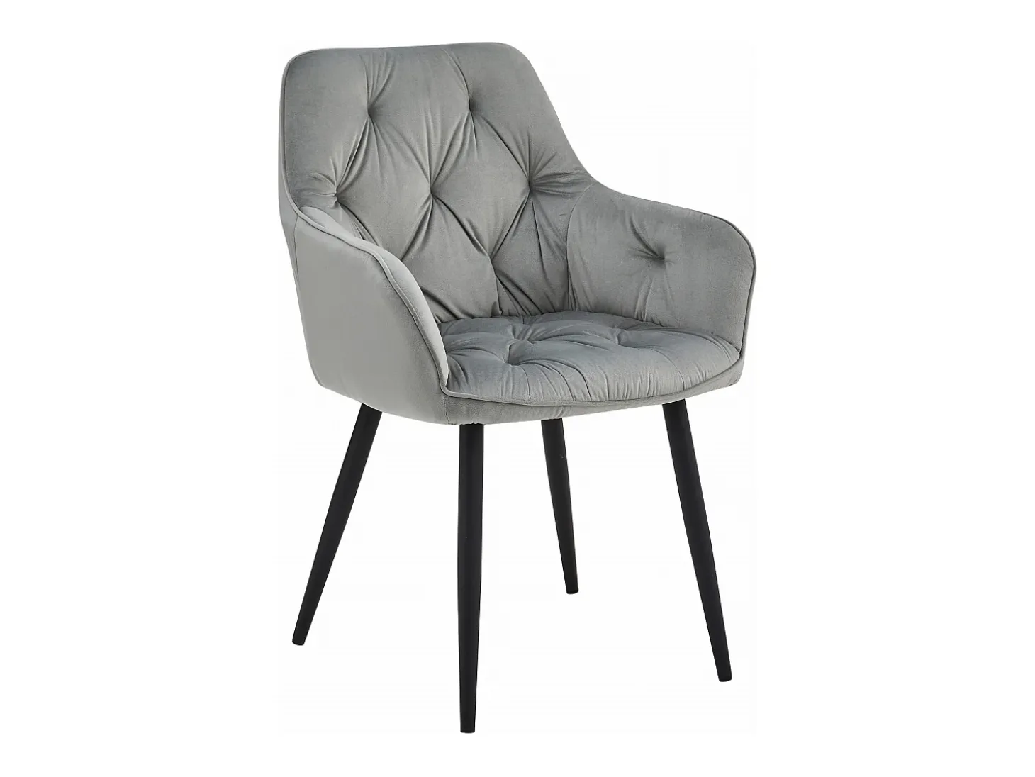 Sillas de comedor Valora LUKK – Terciopelo gris plateado con patas negras x 2