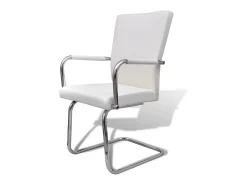 Sillas de comedor voladizas 2 unidades cuero sintético blanco