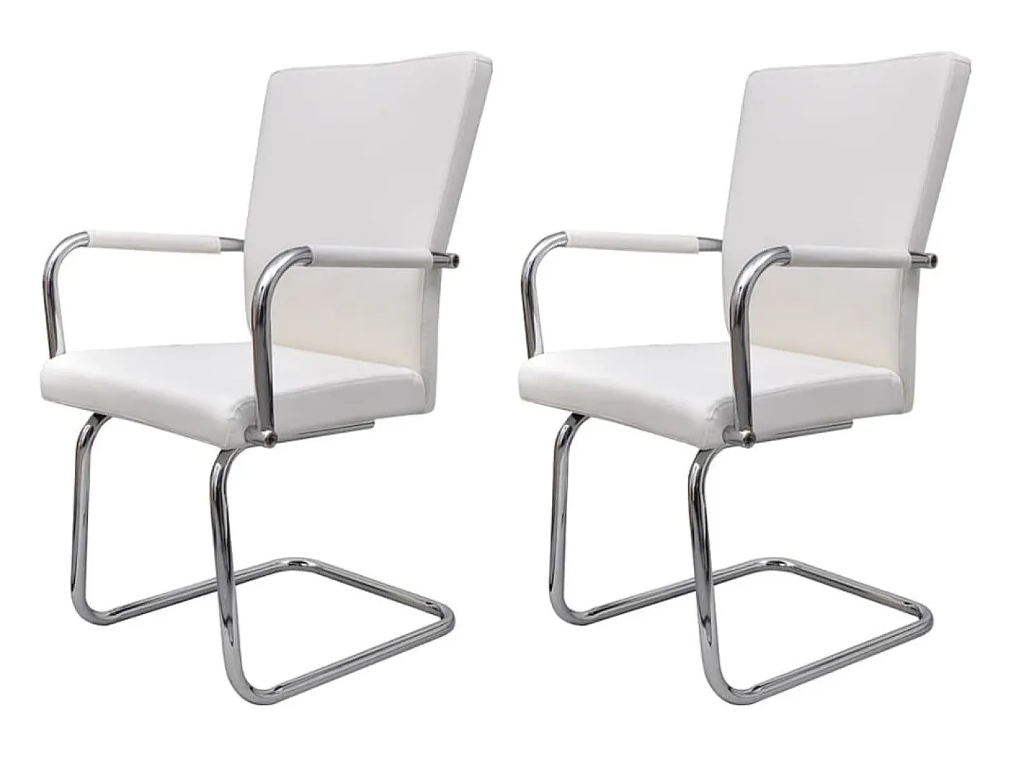 Sillas de comedor voladizas 2 unidades cuero sintético blanco