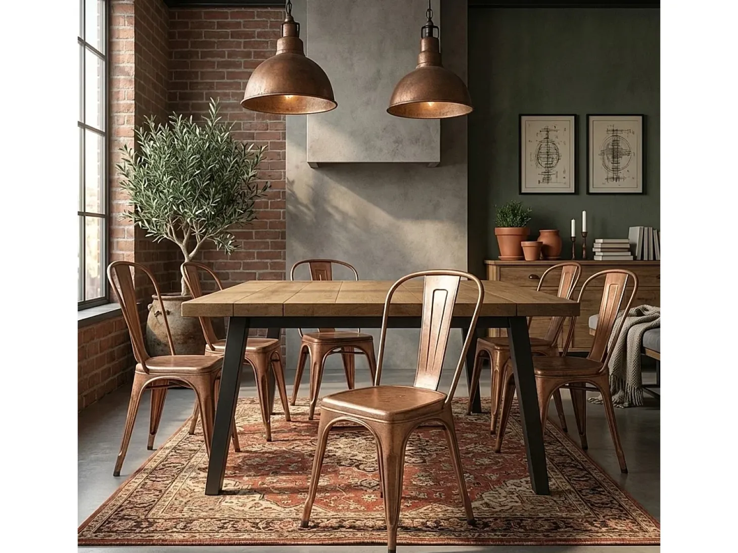 sillas de diseño industrial de metal shabby chic vintage estilo steel old - Cobre