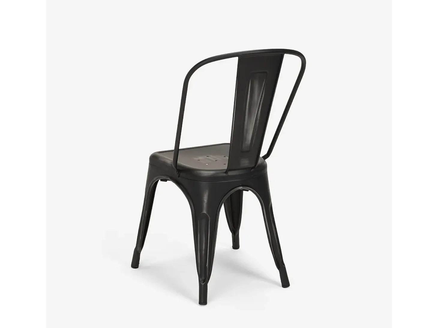 sillas de diseño industrial de metal shabby chic vintage estilo steel old - Negro