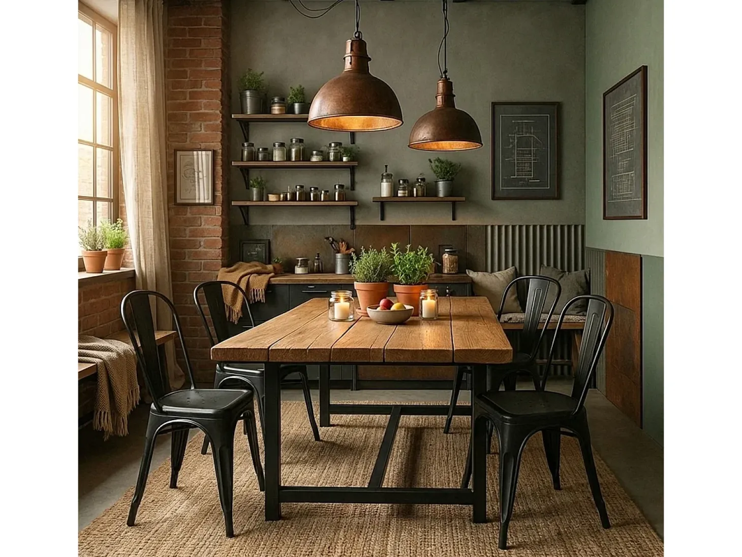 sillas de diseño industrial de metal shabby chic vintage estilo steel old - Negro