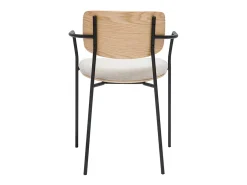 Sillas de madera clara roble, tela de terciopelo beige texturizado y metal negro (juego de 2) SUSAN