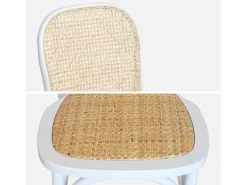 Sillas de madera y ratán vintage, set de 4 blanco