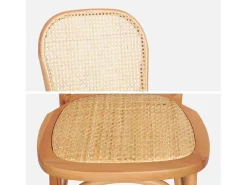 Sillas de madera y ratán vintage, set de 4 natural