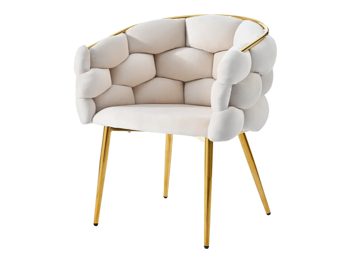 Sillas de terciopelo de lujo (4 piezas), sillas de comedor modernas, patas de metal dorado, beige (44 x 41 x 74 cm)