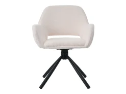 Sillas giratorias con reposabrazos, tejido Sherpa, 4 piezas, patas de metal, color blanco (68x65x51 cm)