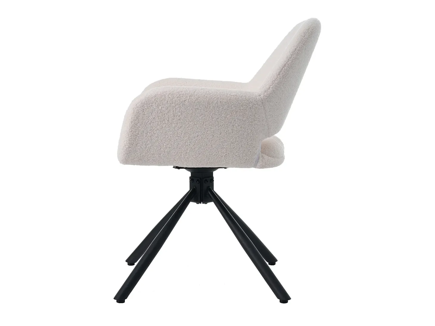 Sillas giratorias con reposabrazos, tejido Sherpa, 4 piezas, patas de metal, color blanco (68x65x51 cm)