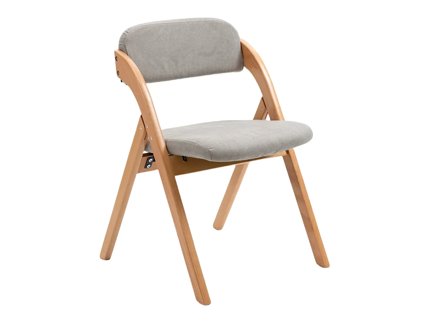 Sillas plegables con asiento acolchado, juego de 2, sillas de comedor apilables de madera, funda extraíble, color gris