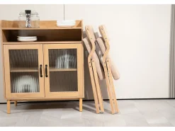 Sillas plegables con cojines, juego de 2, sillas plegables acolchadas de madera, portátiles, ensambladas, color caqui