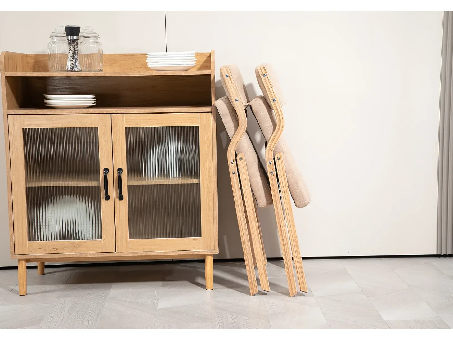 Sillas plegables con cojines, juego de 2, sillas plegables acolchadas de madera, portátiles, ensambladas, color caqui