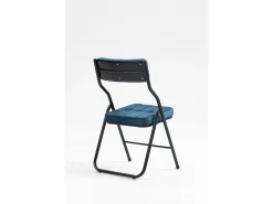 Sillas plegables de 2 piezas, sillas de comedor con cojín, plegables y portátiles, acero, azul (46x47x80 cm)