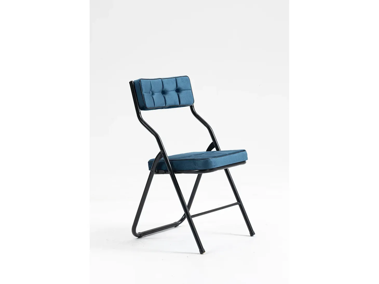 Sillas plegables de 2 piezas, sillas de comedor con cojín, plegables y portátiles, acero, azul (46x47x80 cm)