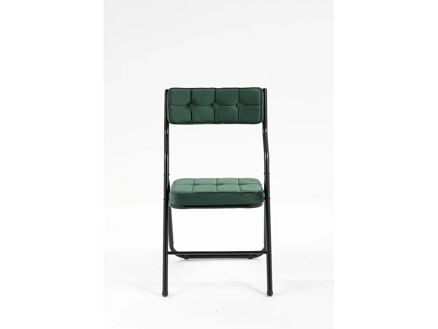 Sillas plegables de 2 piezas, sillas de comedor con cojín, acero, verde (46x47x80 cm)