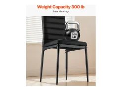 Sillas SucceBuy Comedor Modernas, Juego de Sillas de Cocina de Cuero 4PCs, Cojines Gruesos y Patas de Metal, Mueble Auxiliar Poco Voluminoso