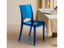 Sillas transparentes cocina bar restaurante apilable B-Side Grand Soleil - Azul Transparente