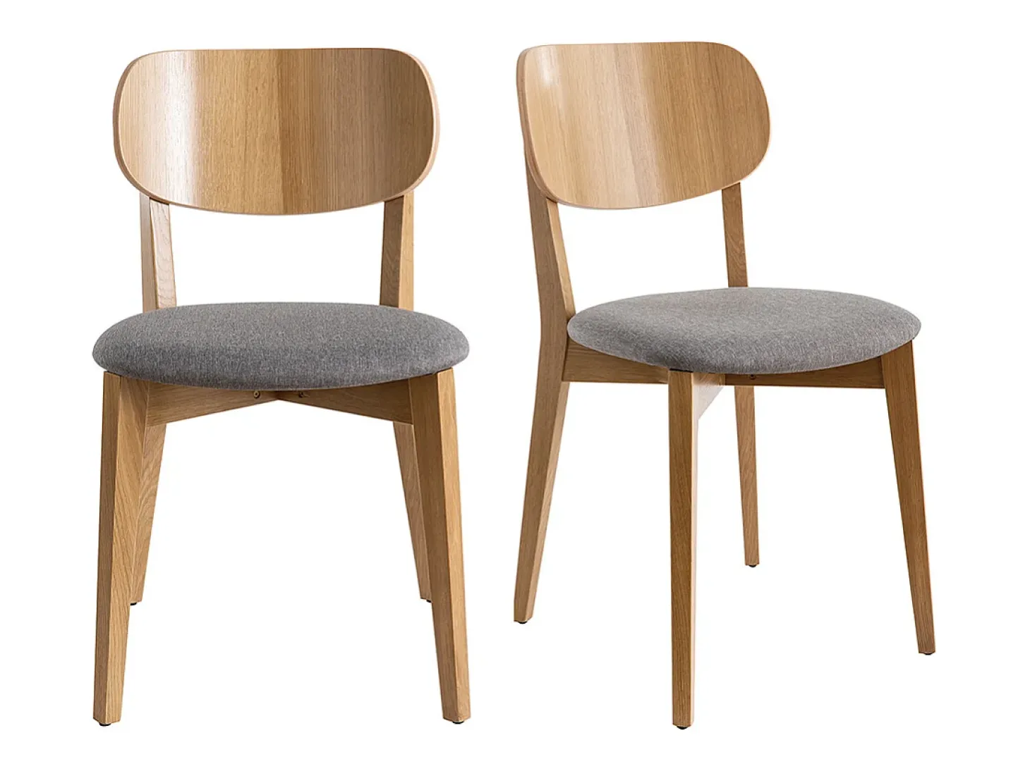 Sillas vintage roble y asiento gris jaspeado (lote de 2) LUCIA