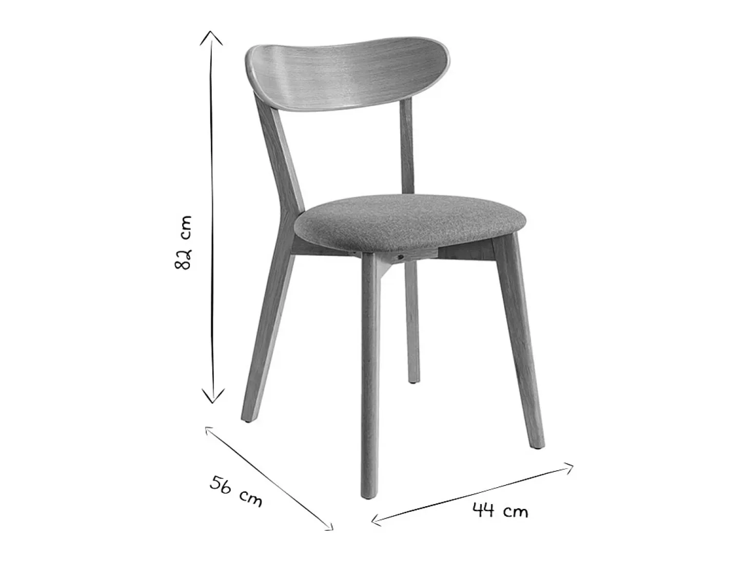 Sillas vintage roble y asiento gris (lote de 2) DOVE